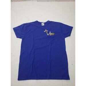 Vtg Warner Bros Studio Store Blue T-Shirt W/Pocket Embroidered Looney Tunes Sz M